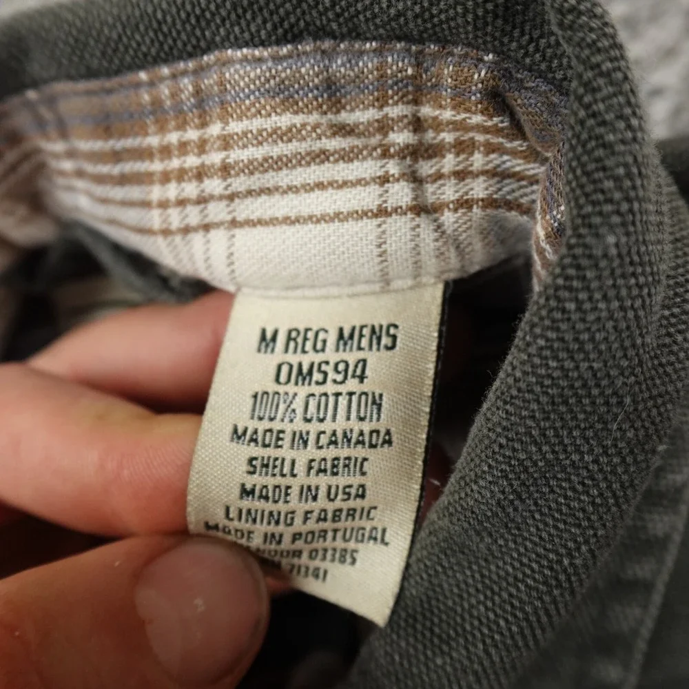 VTG LL Bean Jacket Mens L Green Flannel Lined Canvas Barn‎ Chore Coat Work USA